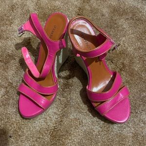 Pink wedge sandals